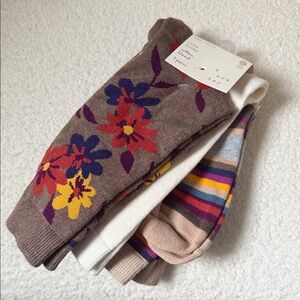 A New Day Floral and Striped Crew Socks - 3 Pack